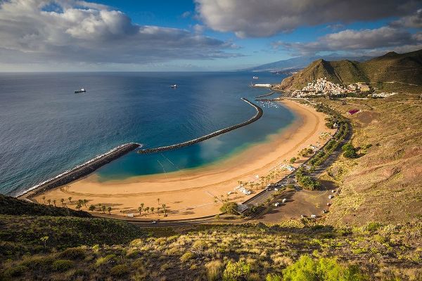 Canary Islands-Tenerife Island-San Andres-elevated view of beach town
